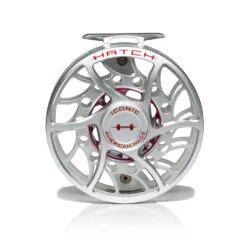 Hatch Iconic Fly Reel // 11 Plus -Fishing Equipment Iconic11PlusReel ClearRed MidArbor Front