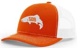 Red's 509 Fish Logo'd Trucker Hat -Fishing Equipment thumbnail 112orangewhite